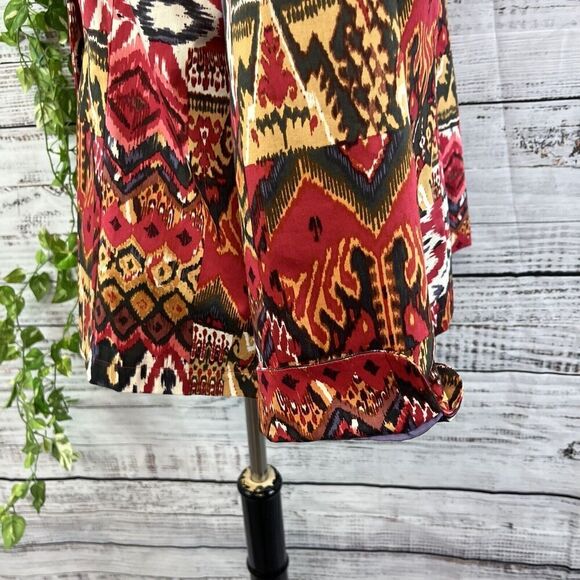 Norm Thompson Black Jacket size Extra Large Red Brown Aztec Western Stretch - Picture 13 of 16